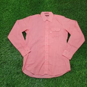 Vintage Levis Red Gingham Check Shirt Mens M (Slim Fit) 16.5 90s Plaid Western